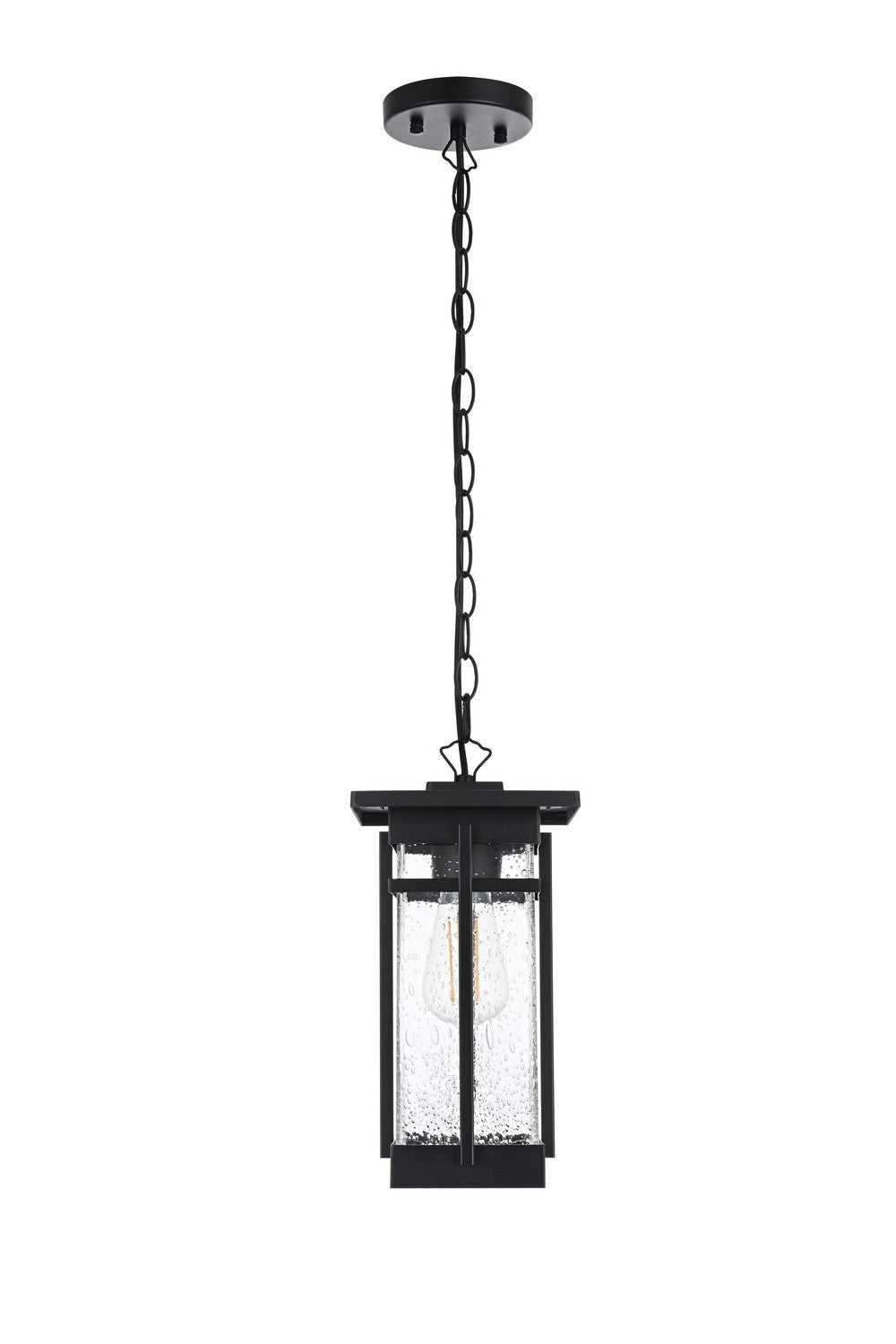 Livingston One Light Outdoor Pendant in Black Elegant Lighting