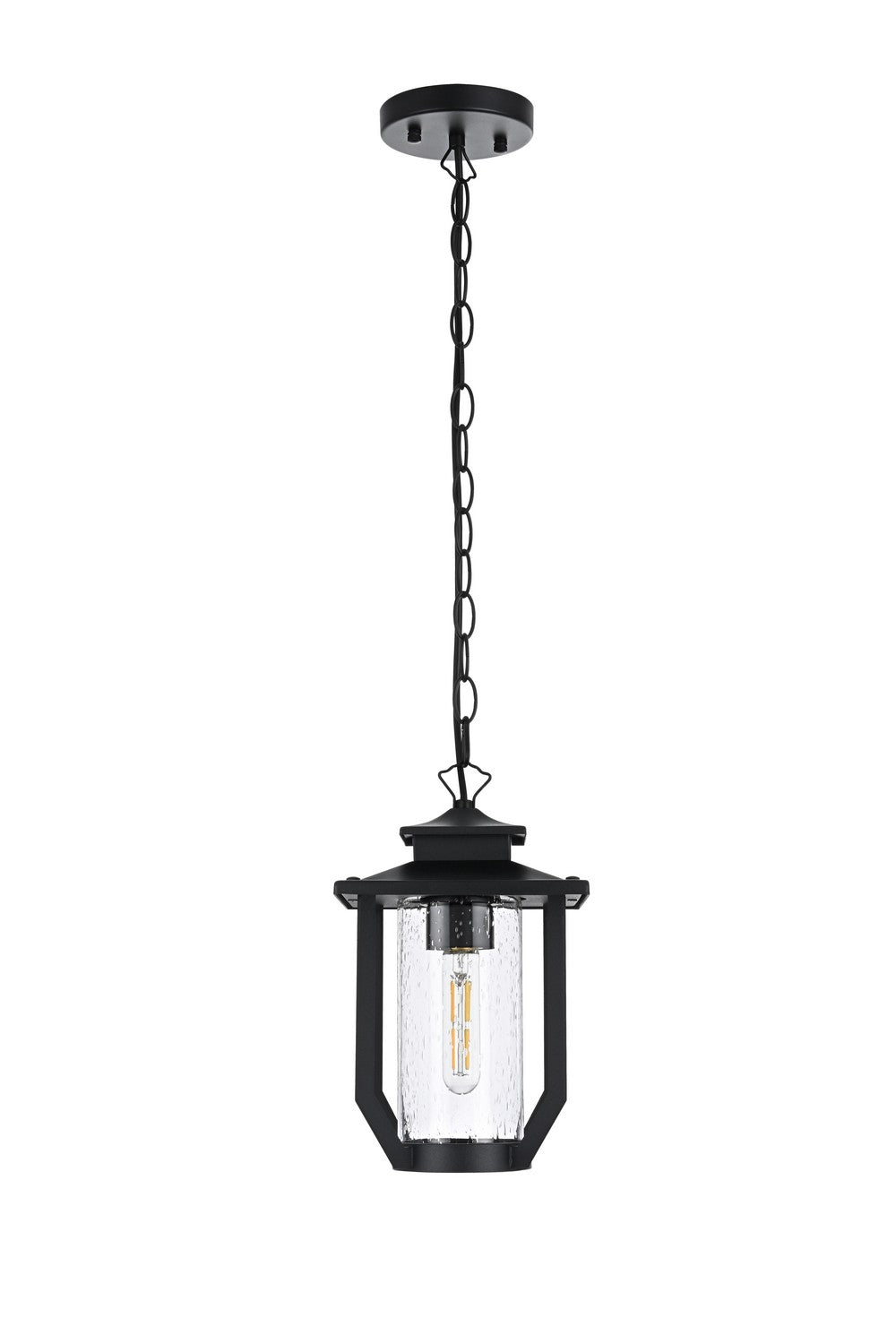 Sepviva One Light Outdoor Pendant in Black Elegant Lighting