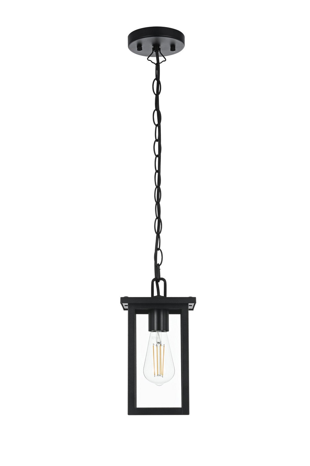Venango One Light Outdoor Pendant in Black Elegant Lighting
