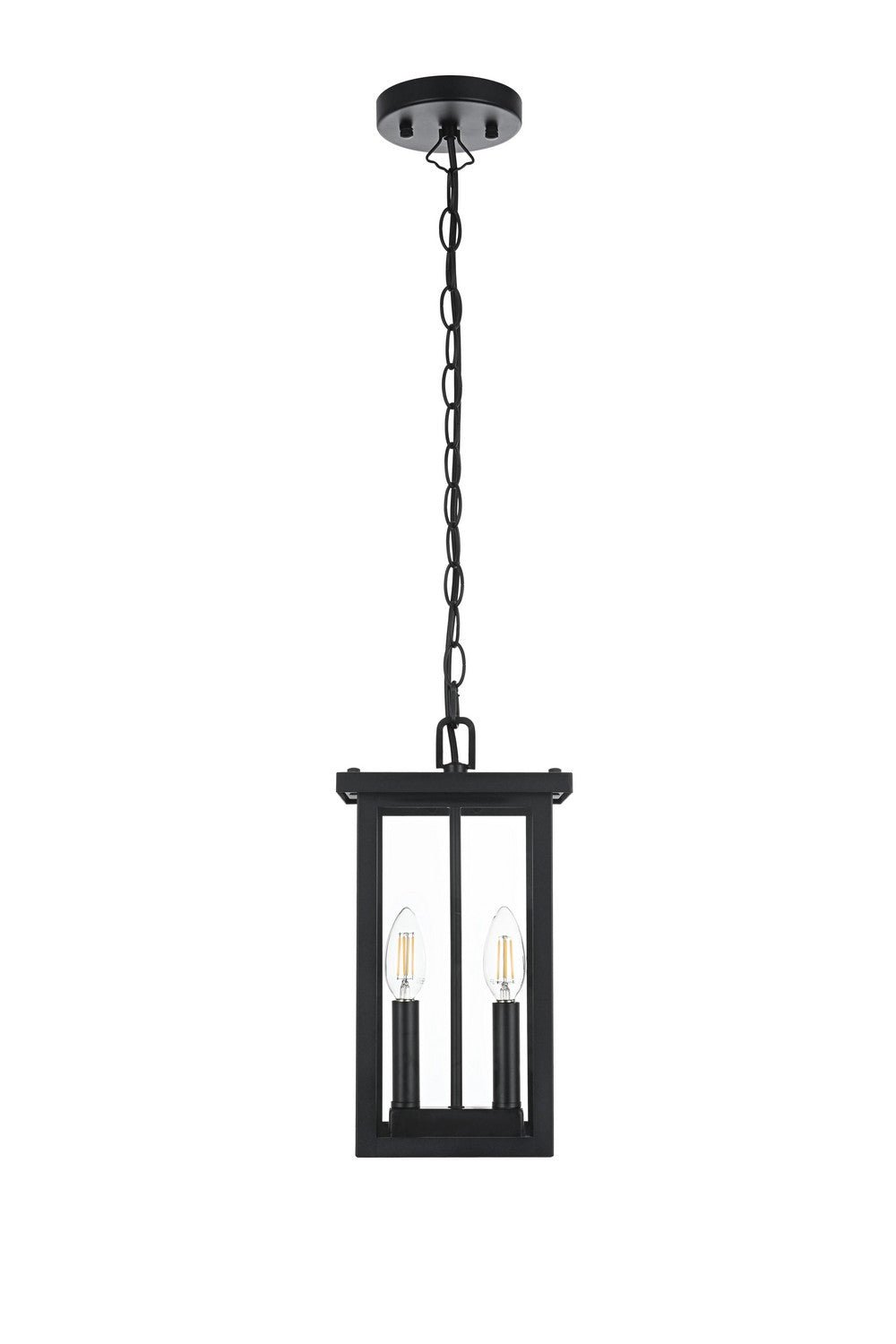 Venango Two Light Outdoor Pendant in Black Elegant Lighting