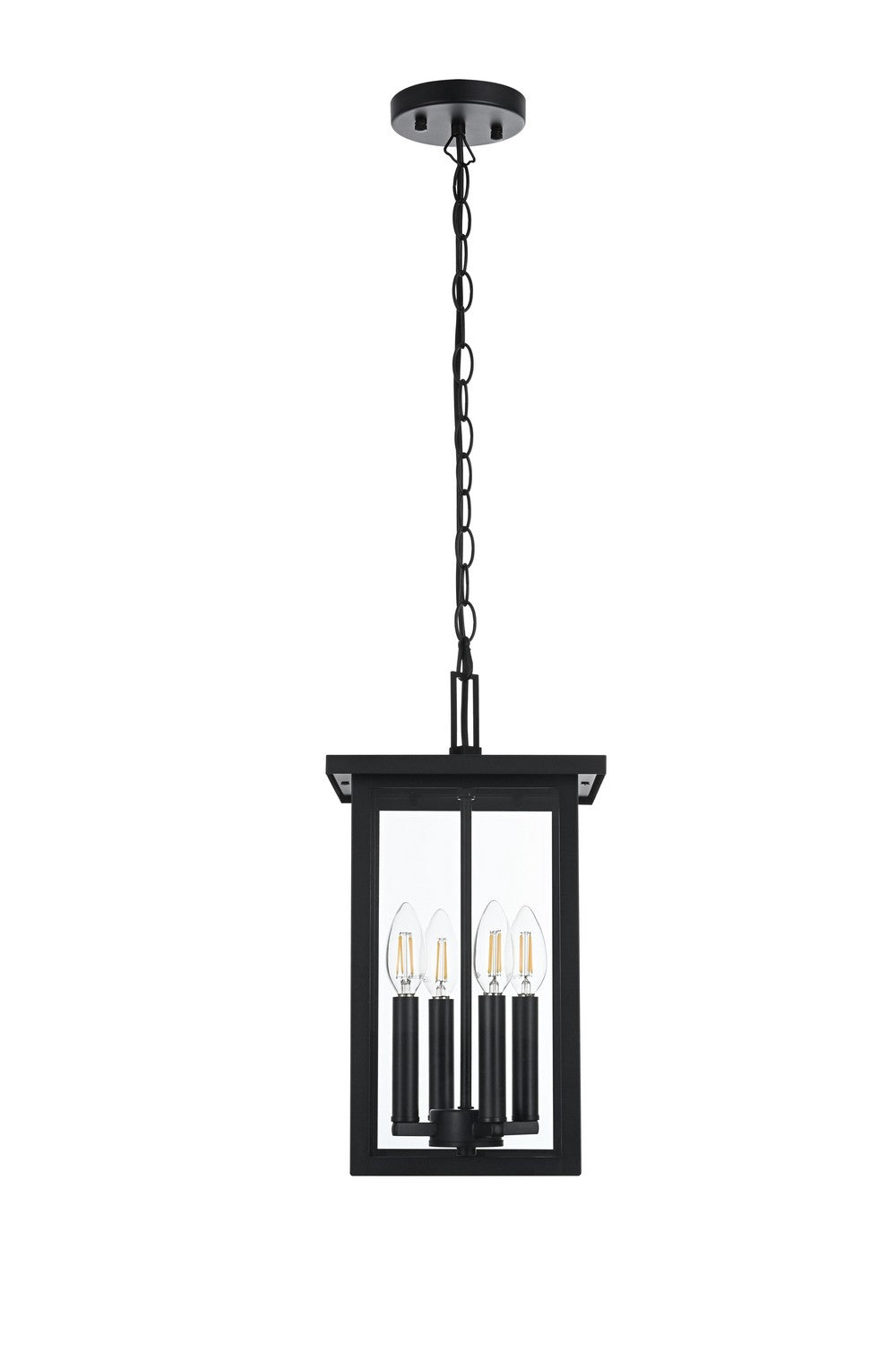 Sheridan Four Light Outdoor Pendant in Black Elegant Lighting