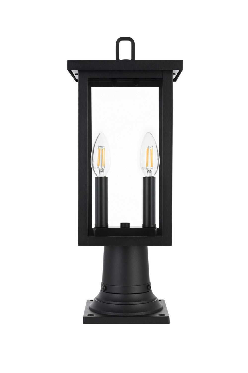 Venango Two Light Outdoor Post Mount in Black Elegant Lighting