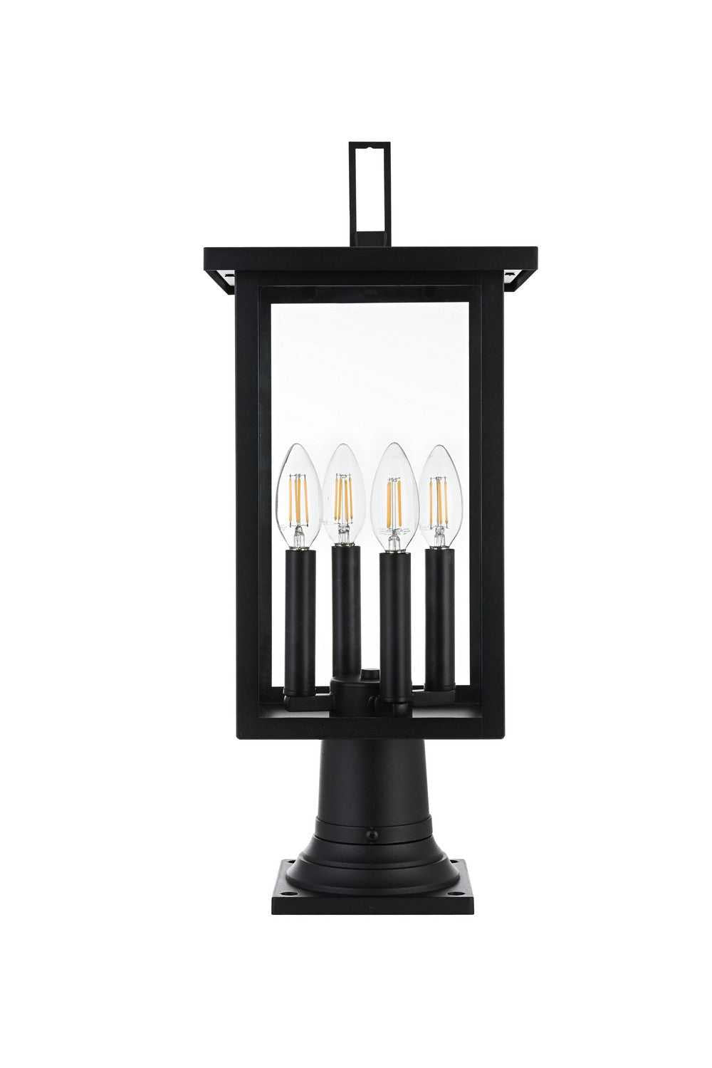 Sheridan Four Light Outdoor Post Mount in Black Elegant Lighting