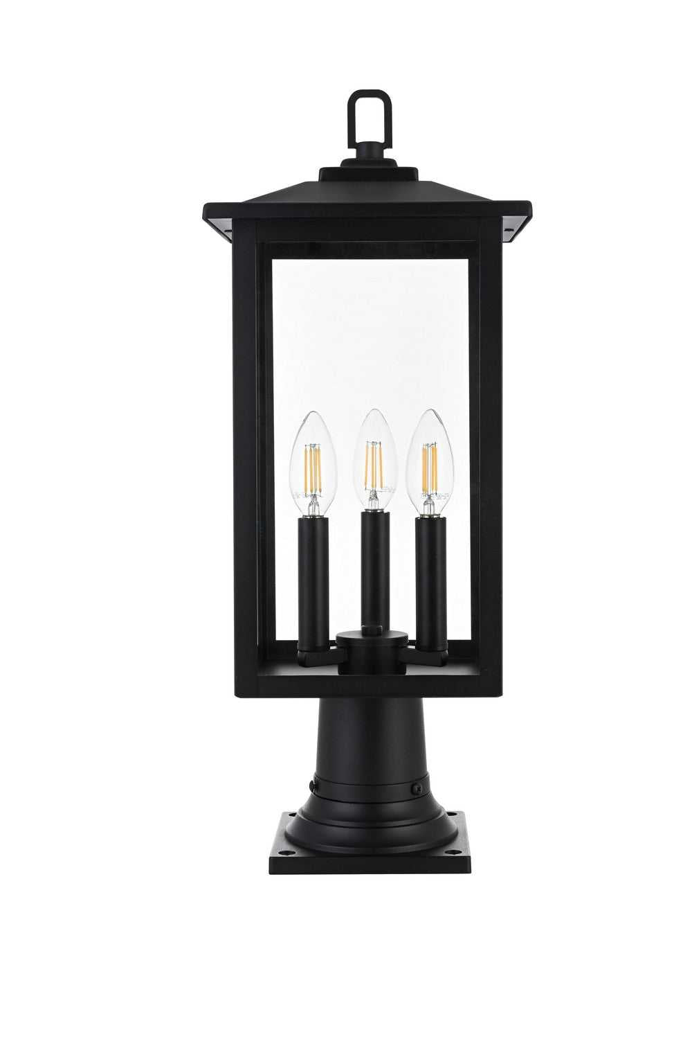 Carlisle Three Light Outdoor Post Mount in Black Elegant Lighting