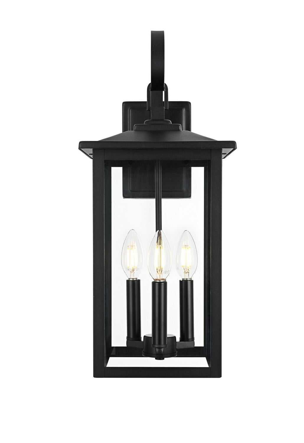 Carisle Three Light Outdoor Wall Sconce in Black Elegant Lighting