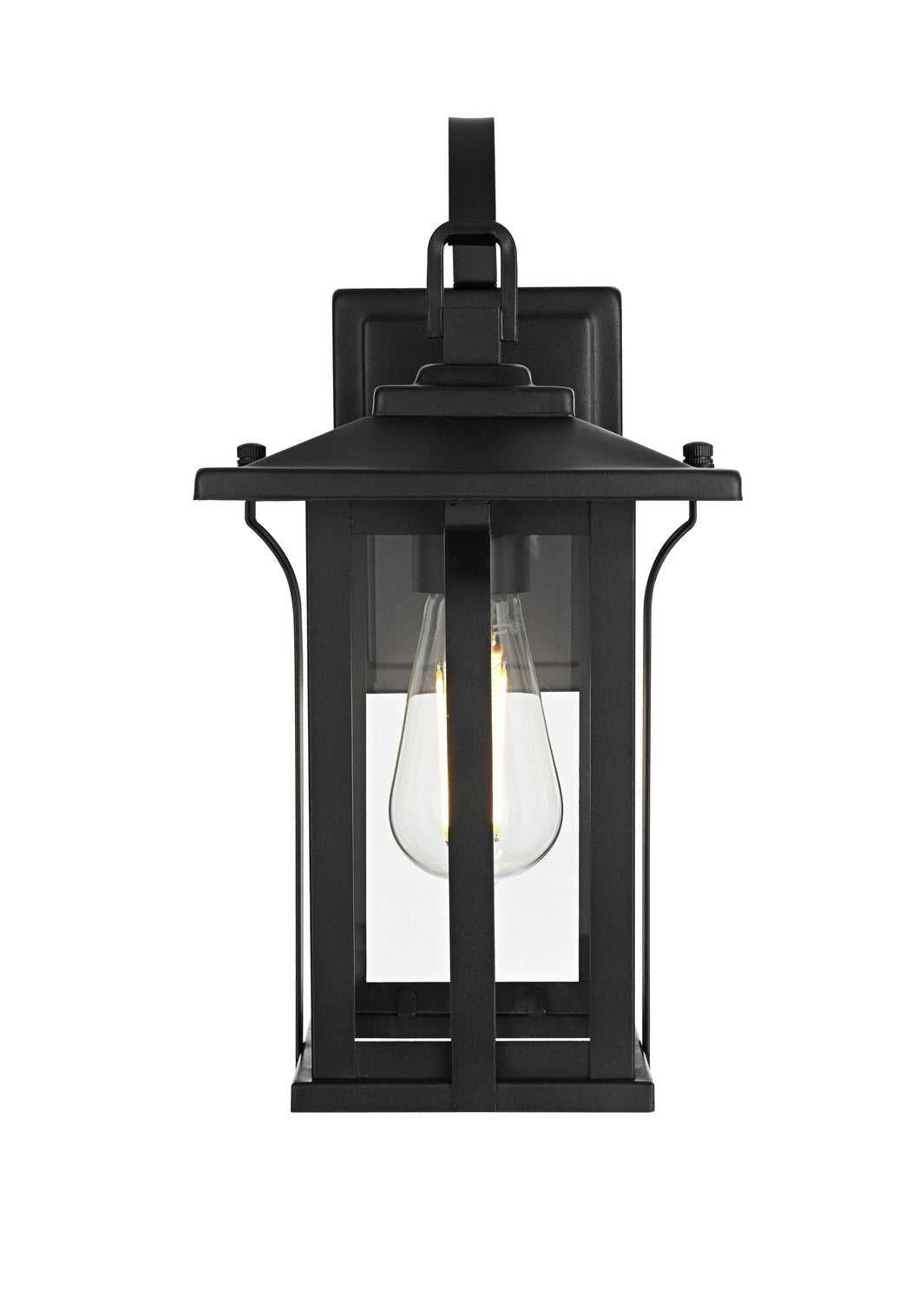 Thayer One Light Outdoor Wall Sconce in Black Elegant Lighting