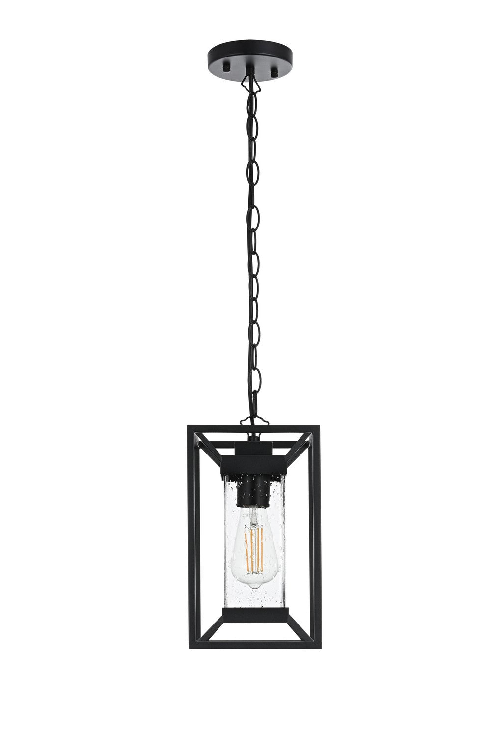 Willington One Light Outdoor Pendant in Black Elegant Lighting