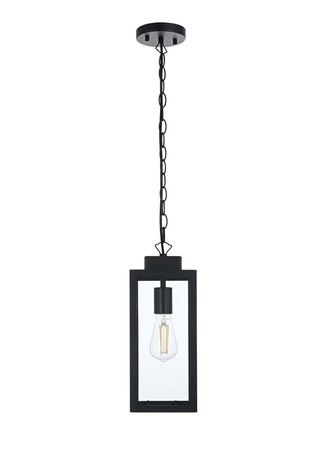 Hilton One Light Outdoor Pendant in Black Elegant Lighting