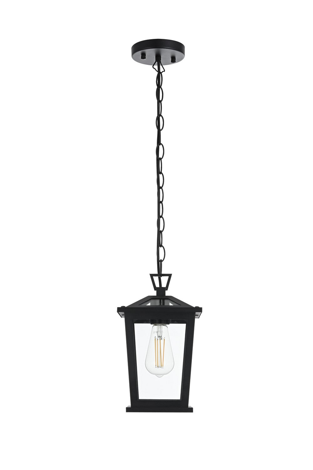 Cayman One Light Outdoor Pendant in Black Elegant Lighting