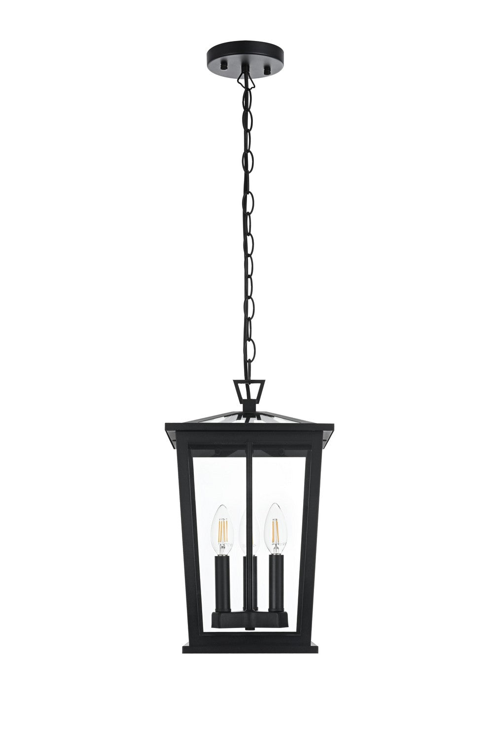 Cayman Three Light Outdoor Pendant in Black Elegant Lighting