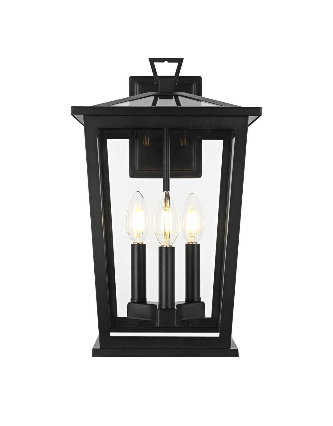 Cayman Three Light Outdoor Wall Sconce in Black Elegant Lighting