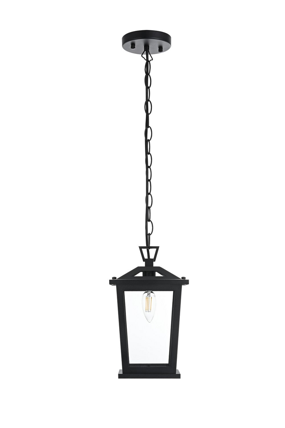 Berks One Light Outdoor Pendant in Black Elegant Lighting