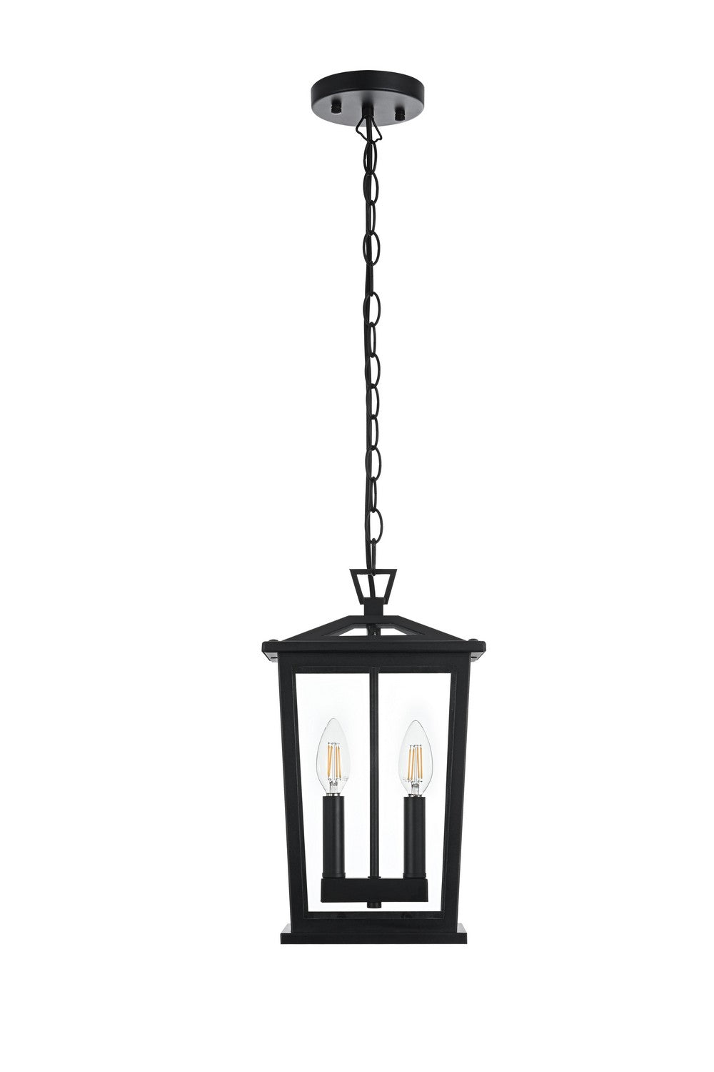 Berks Two Light Outdoor Pendant in Black Elegant Lighting