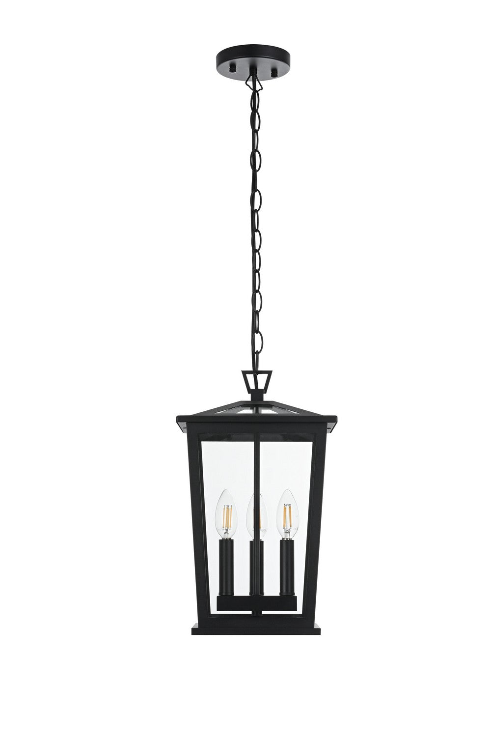Berks Three Light Outdoor Pendant in Black Elegant Lighting