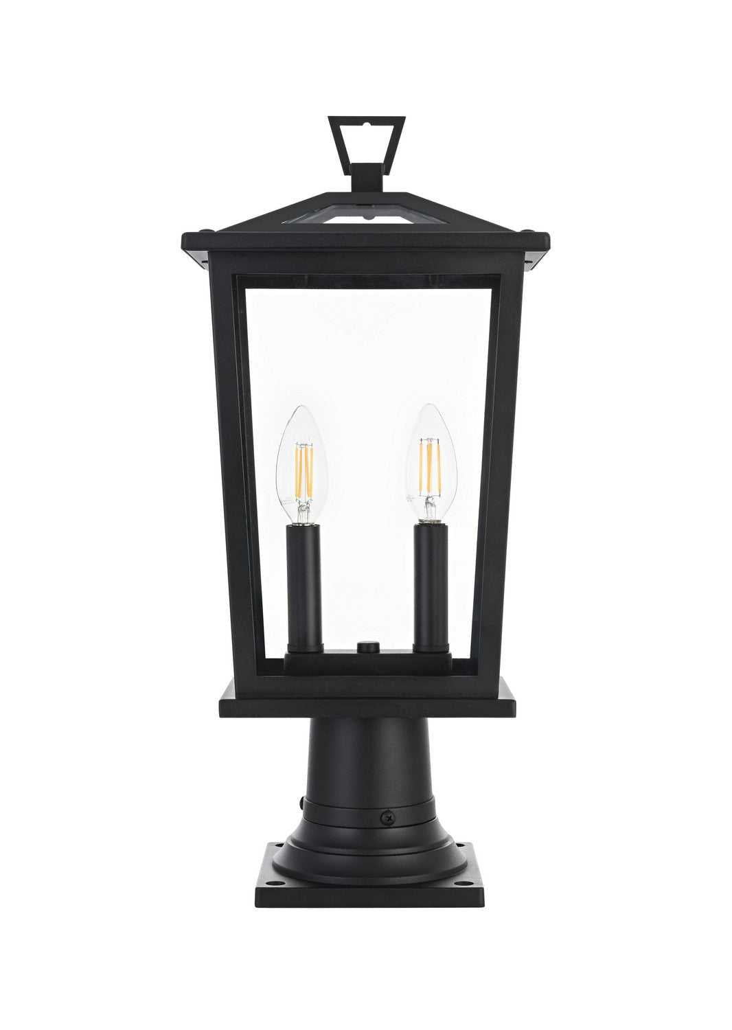 Berks Two Light Outdoor Post Mount in Black Elegant Lighting