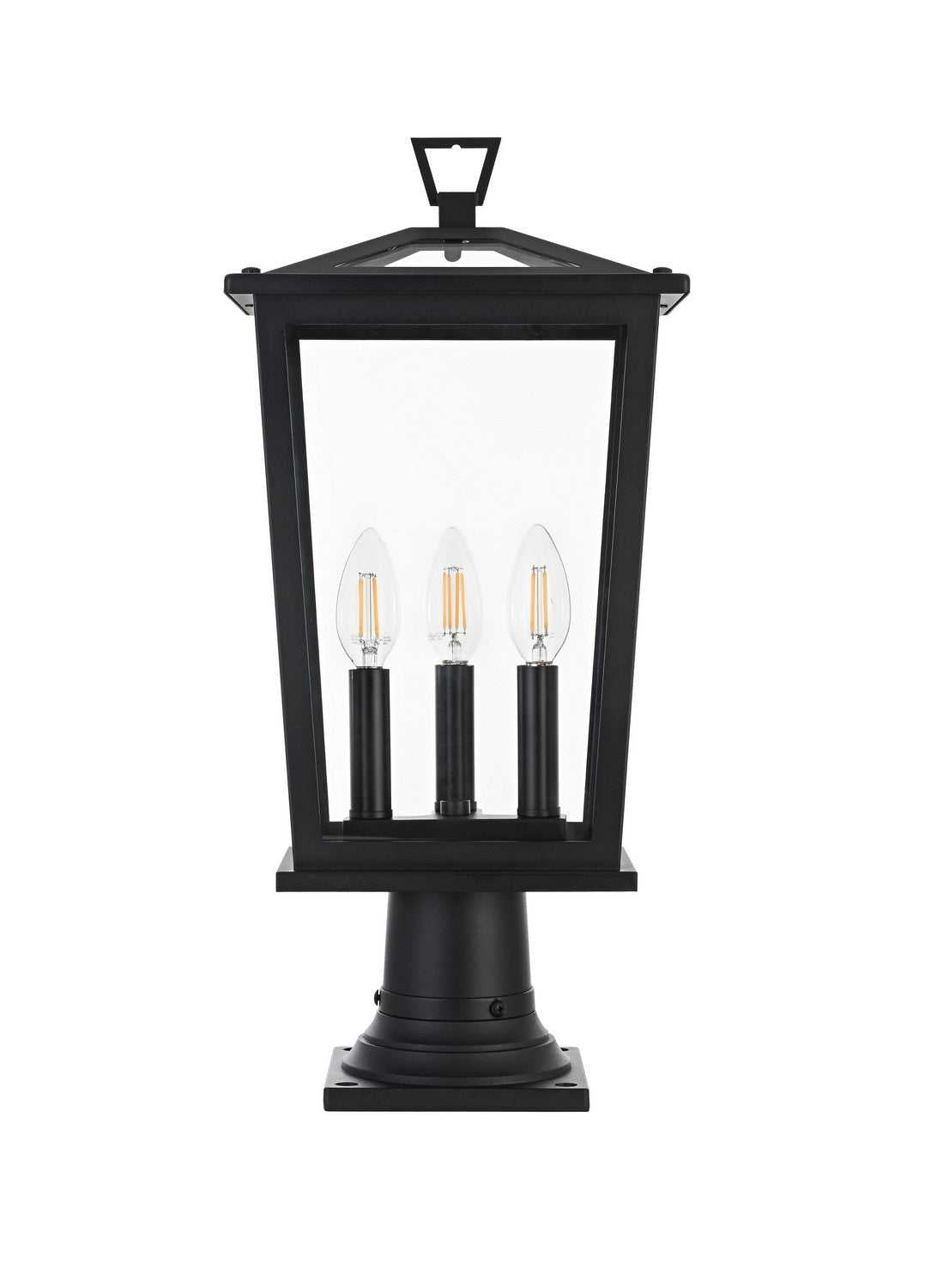 Berks Three Light Outdoor Post Mount in Black Elegant Lighting