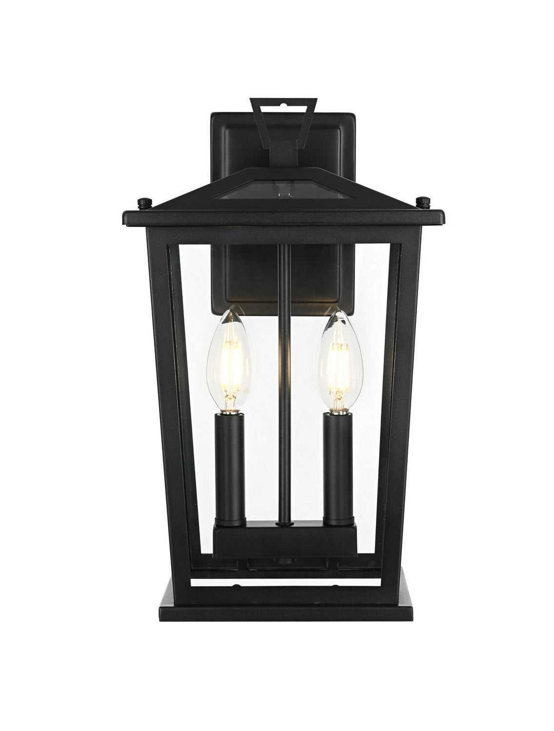 Berks Two Light Outdoor Wall Sconce in Black Elegant Lighting