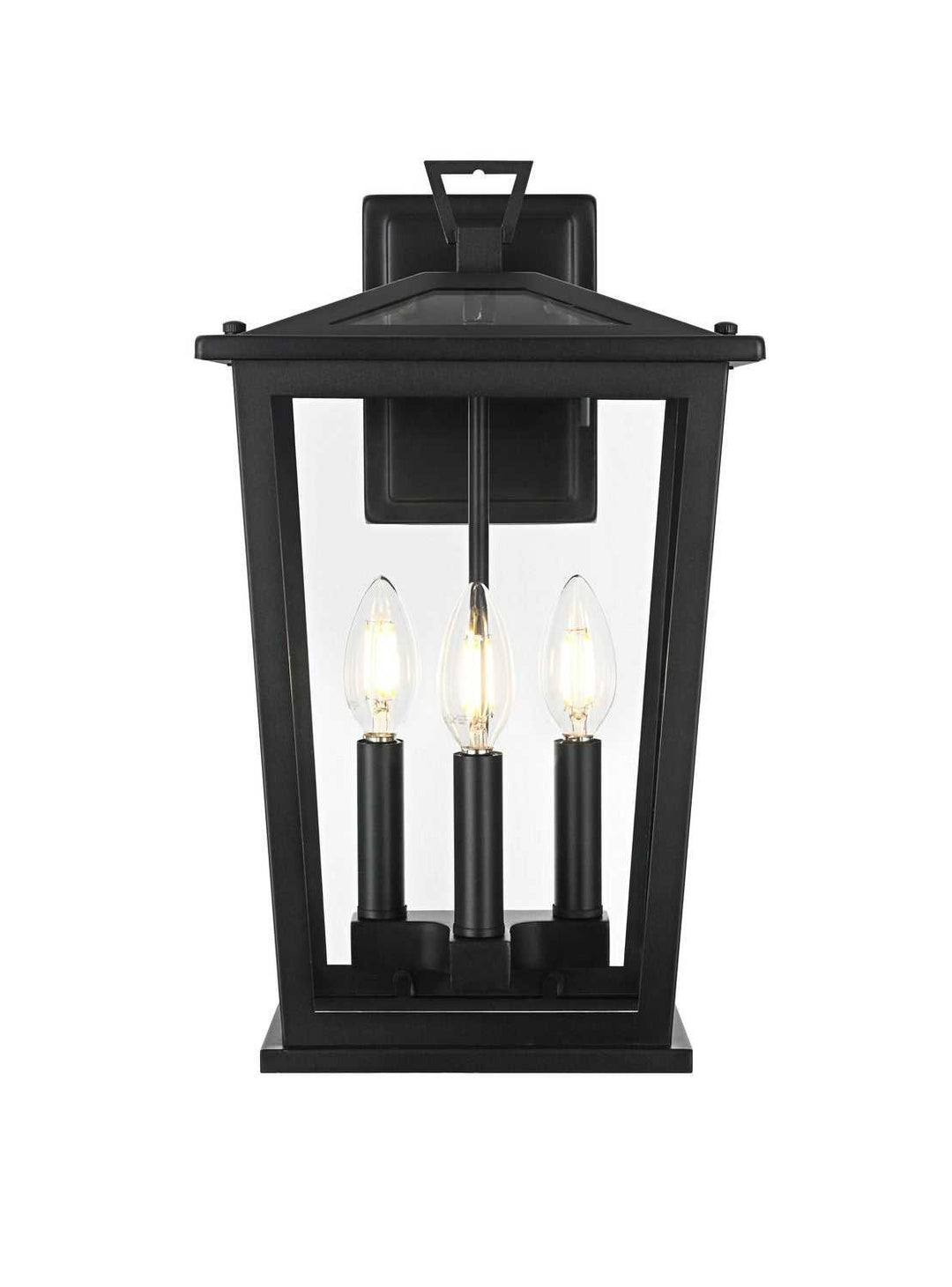 Berks Three Light Outdoor Wall Sconce in Black Elegant Lighting