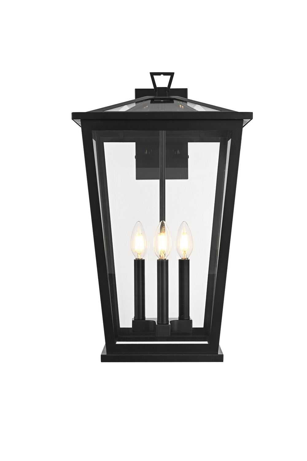 Berks Three Light Outdoor Wall Sconce in Black Elegant Lighting