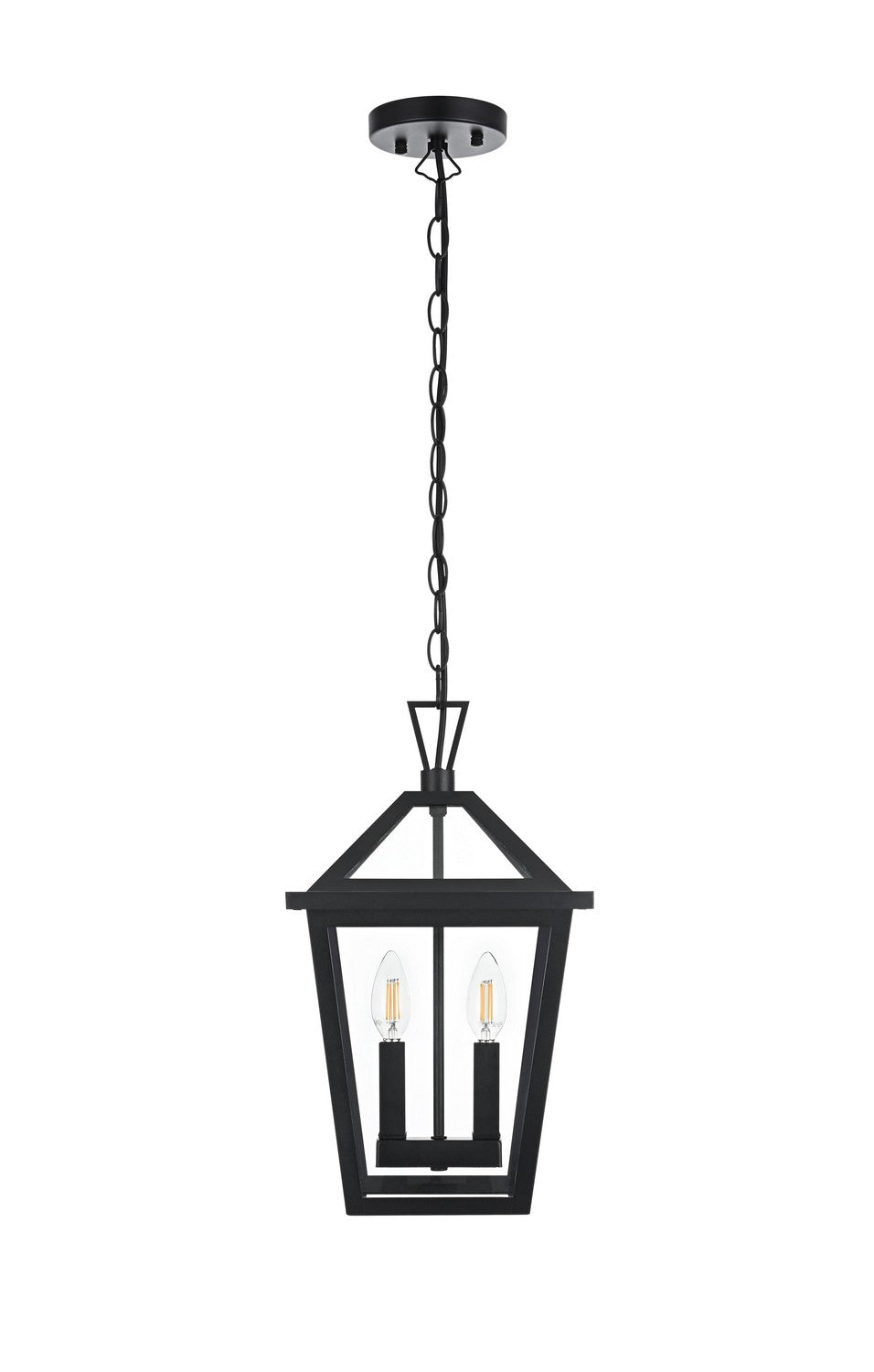 Frankford Two Light Outdoor Pendant in Black Elegant Lighting