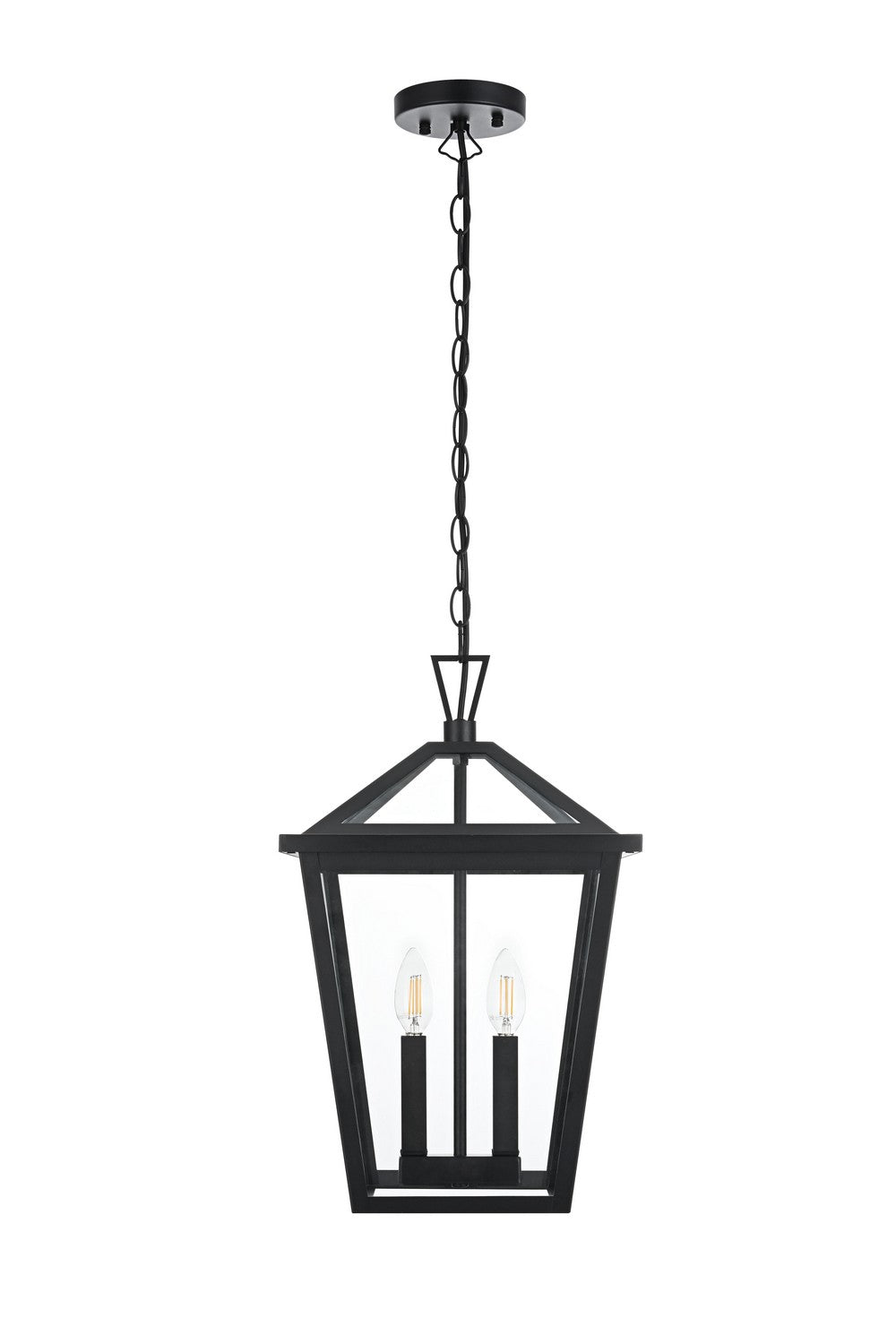 Frankford Two Light Outdoor Pendant in Black Elegant Lighting