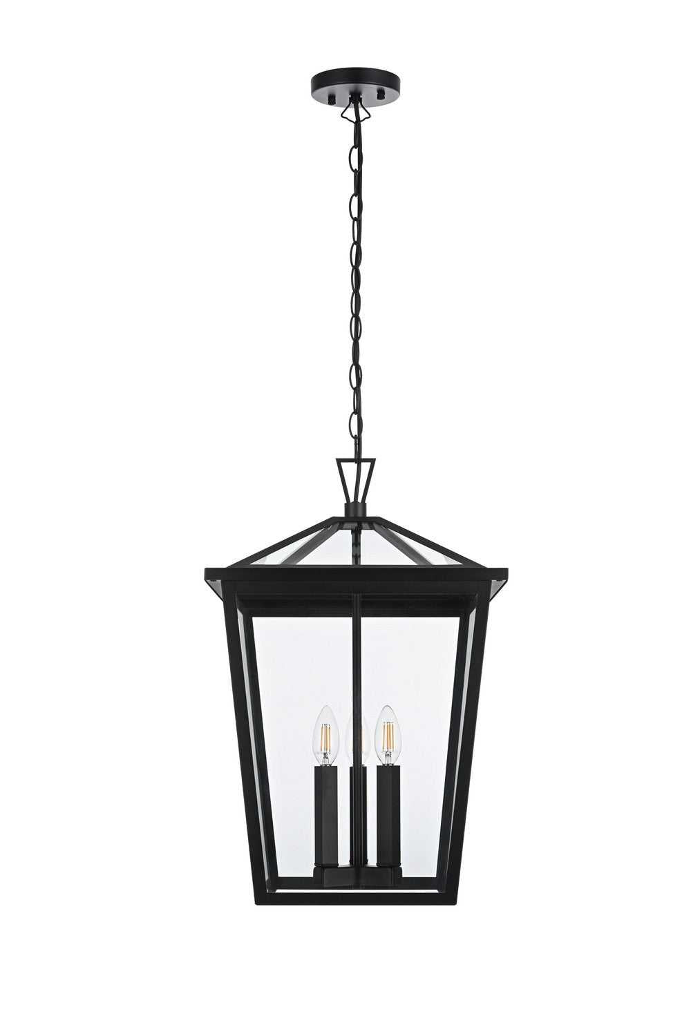 Oxford Three Light Outdoor Pendant in Black Elegant Lighting