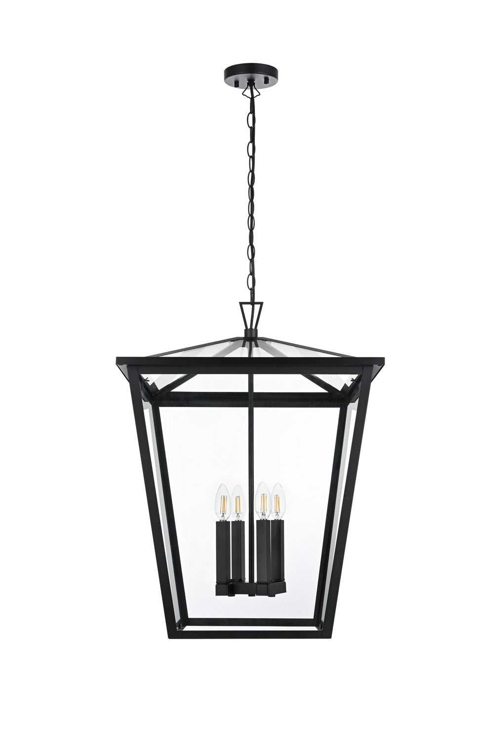 Oxford Four Light Outdoor Pendant in Black Elegant Lighting