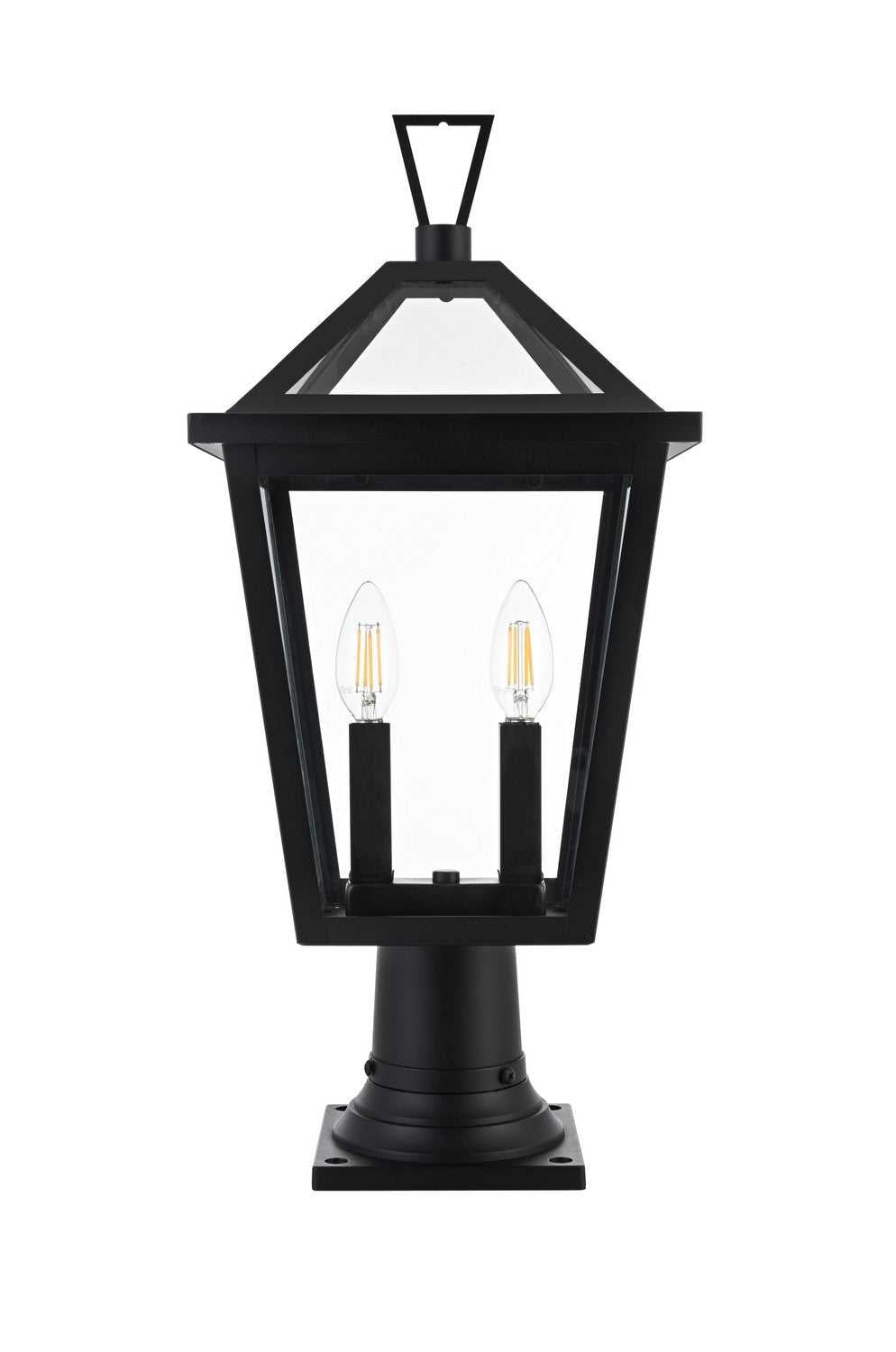 Frankford Two Light Outdoor Post Mount in Black Elegant Lighting