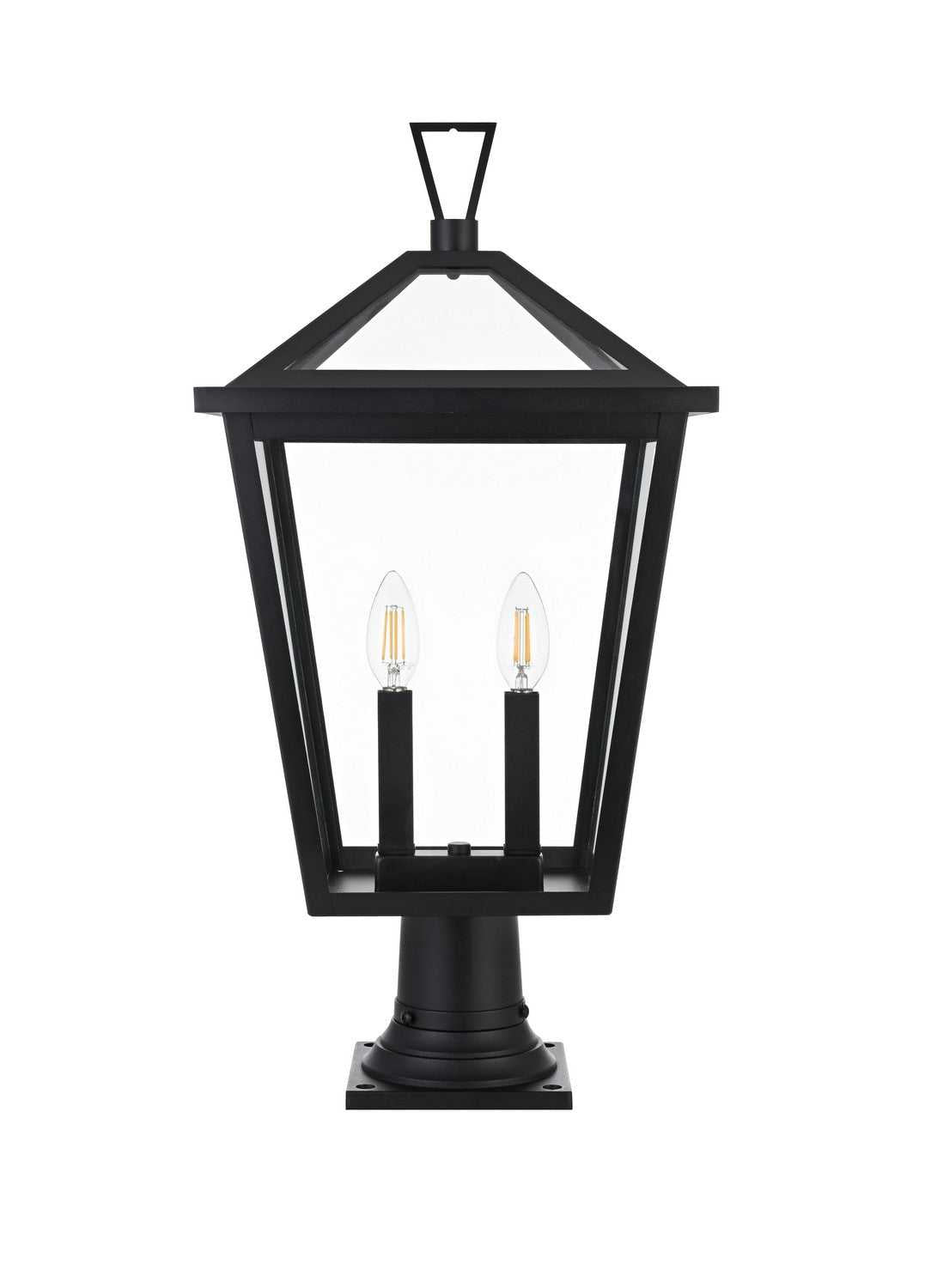 Frankford Two Light Outdoor Post Mount in Black Elegant Lighting