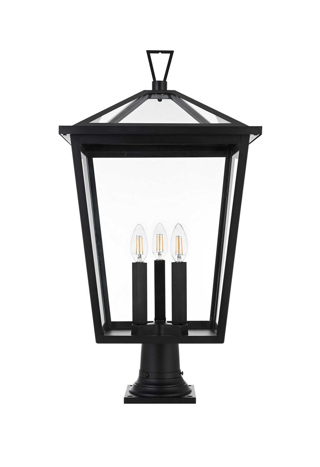 Oxford Three Light Outdoor Post Mount in Black Elegant Lighting