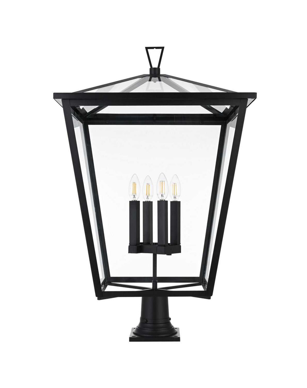 Oxford Four Light Outdoor Post Mount in Black Elegant Lighting