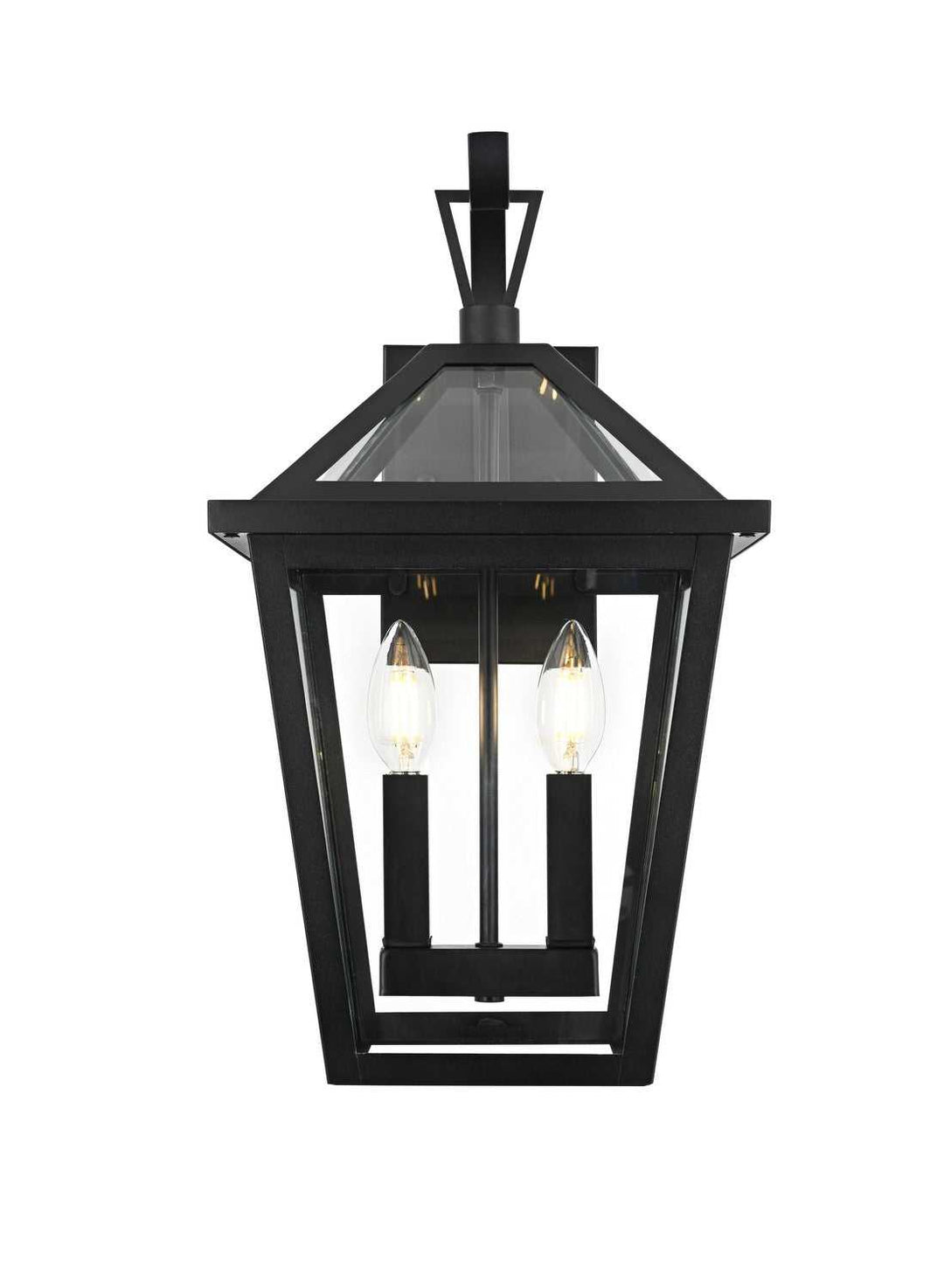 Frankford Two Light Outdoor Wall Sconce in Black Elegant Lighting
