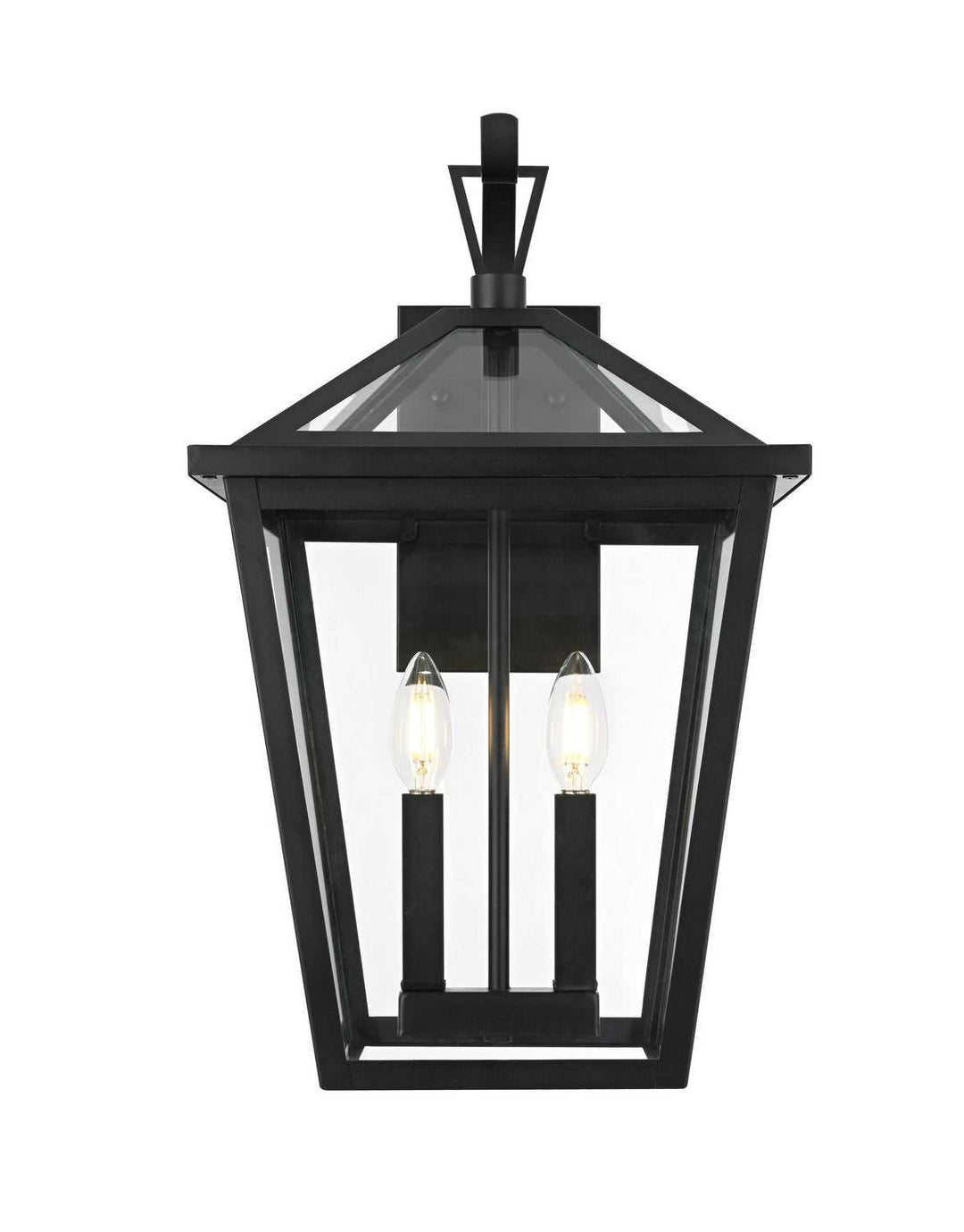 Frankford Two Light Outdoor Wall Sconce in Black Elegant Lighting