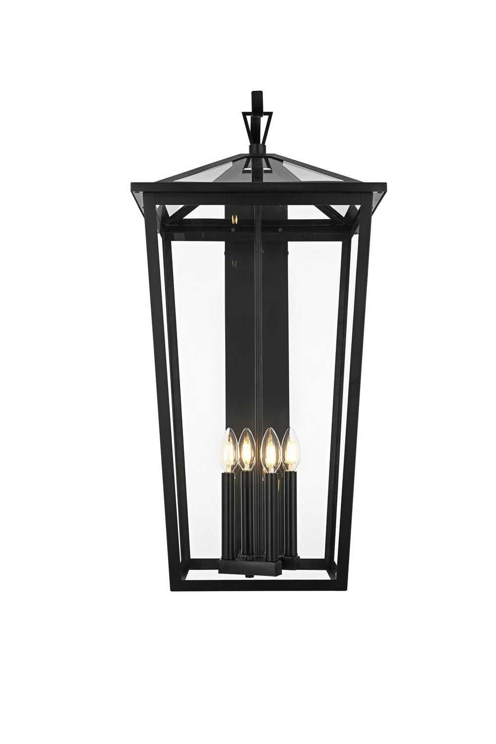Frankford Four Light Outdoor Wall Sconce in Black Elegant Lighting