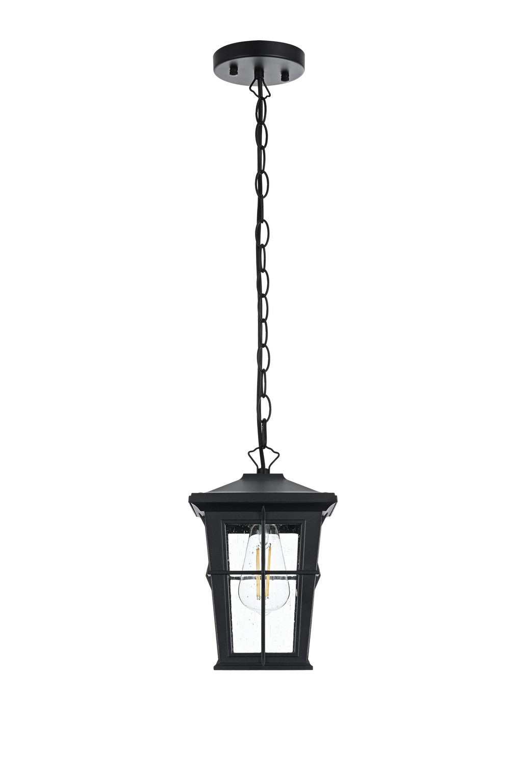 Bodine One Light Outdoor Pendant in Black Elegant Lighting
