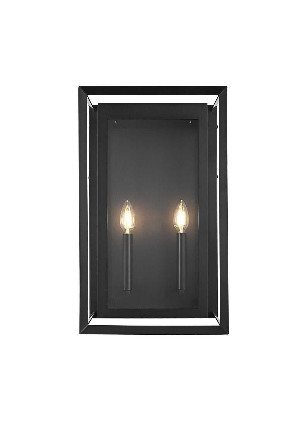 Etting Two Light Outdoor Wall Sconce in Black Elegant Lighting