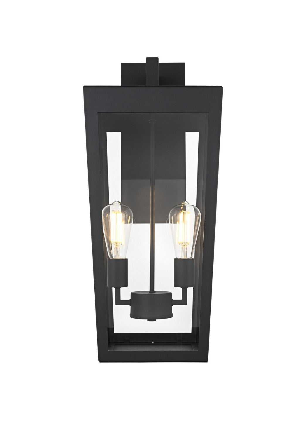 William Two Light Outdoor Wall Sconce in Black Elegant Lighting
