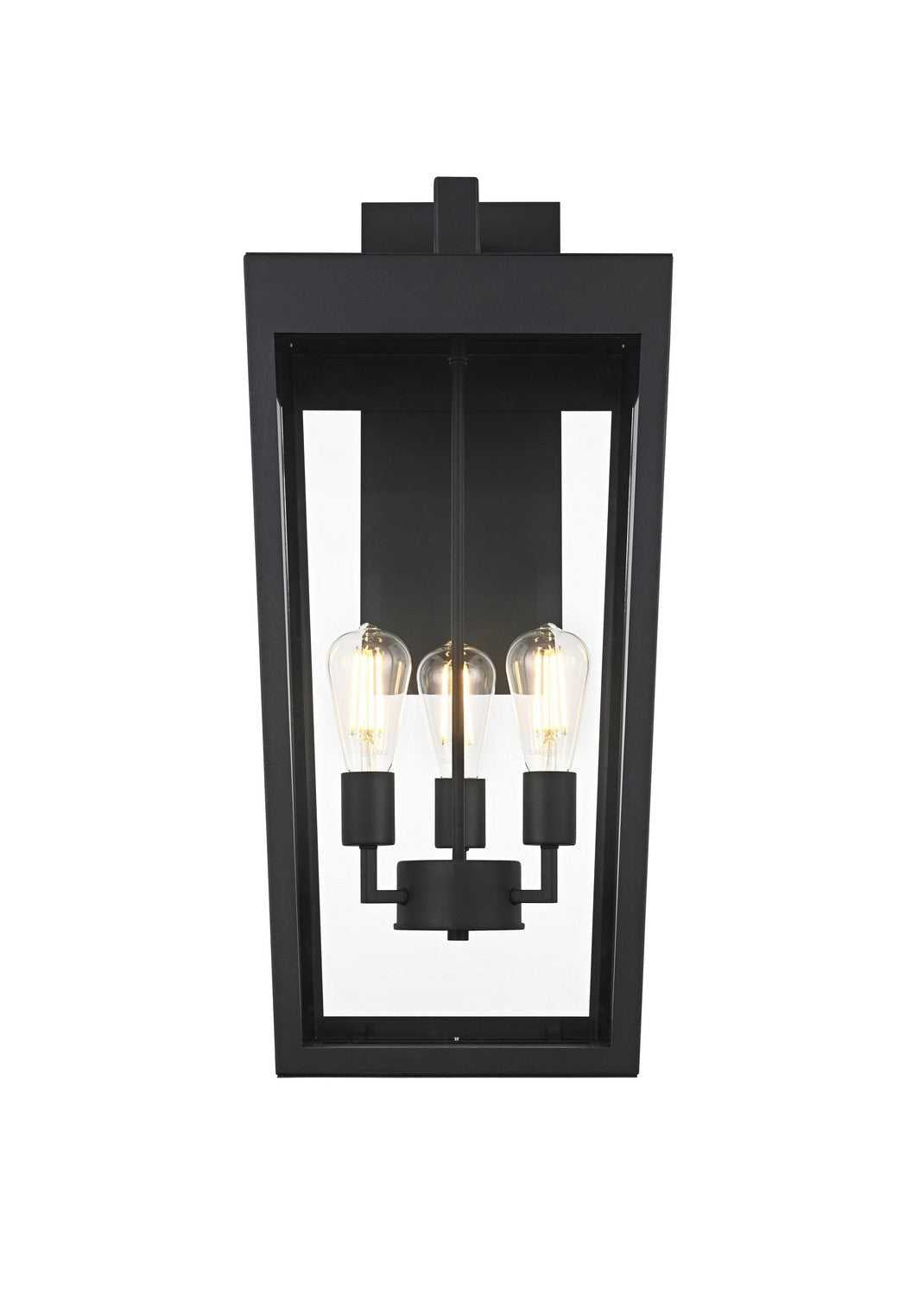William Three Light Outdoor Wall Sconce in Black Elegant Lighting