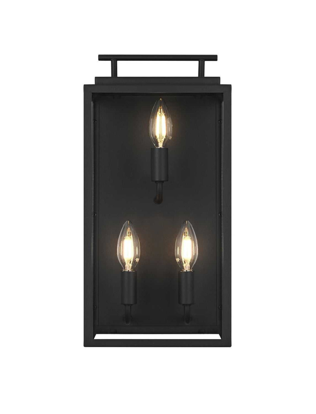 Valentin Three Light Outdoor Wall Sconce in Black Elegant Lighting