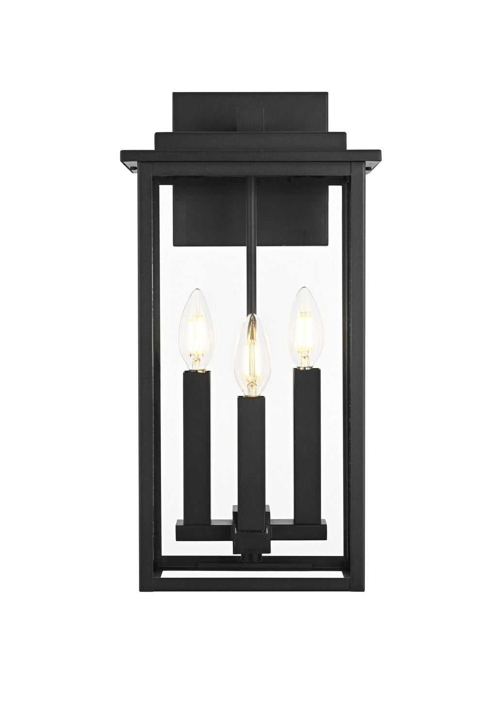 Kaysen Three Light Outdoor Wall Sconce in Black Elegant Lighting