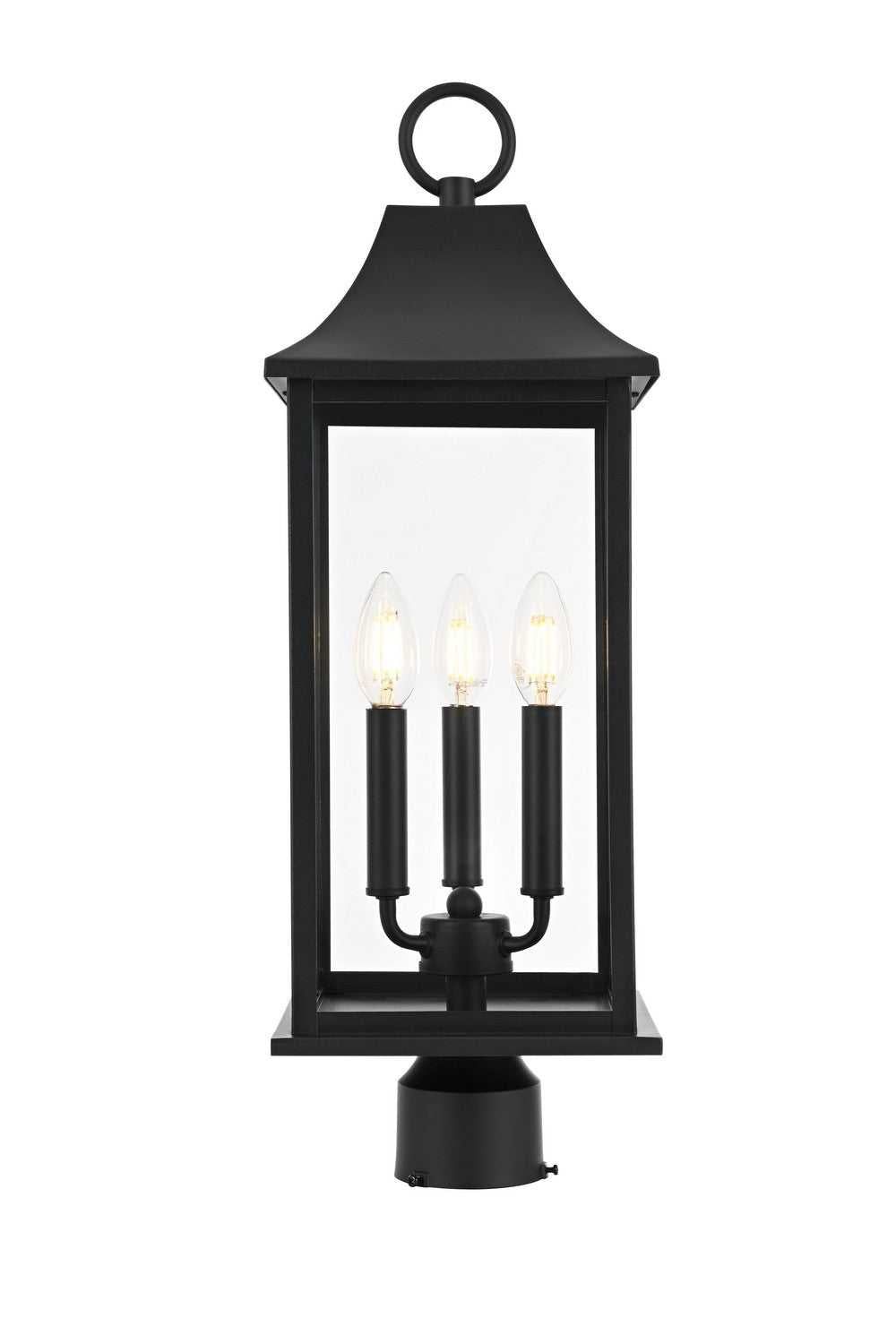 Shepard Three Light Outdoor Post Mount in Black Elegant Lighting