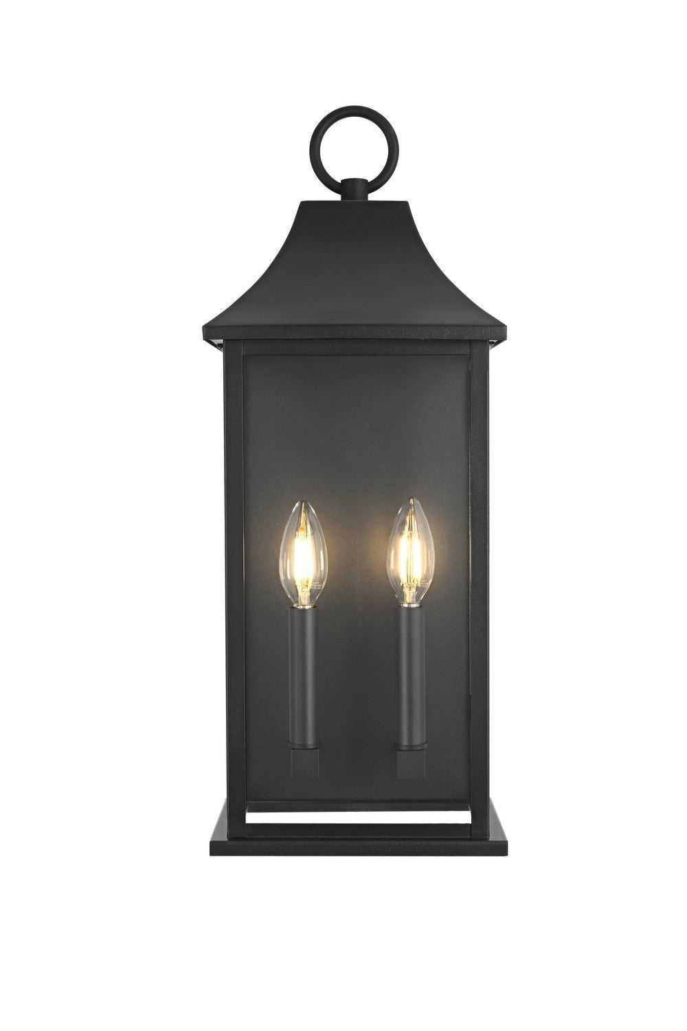 Shepard Two Light Outdoor Wall Sconce in Black Elegant Lighting
