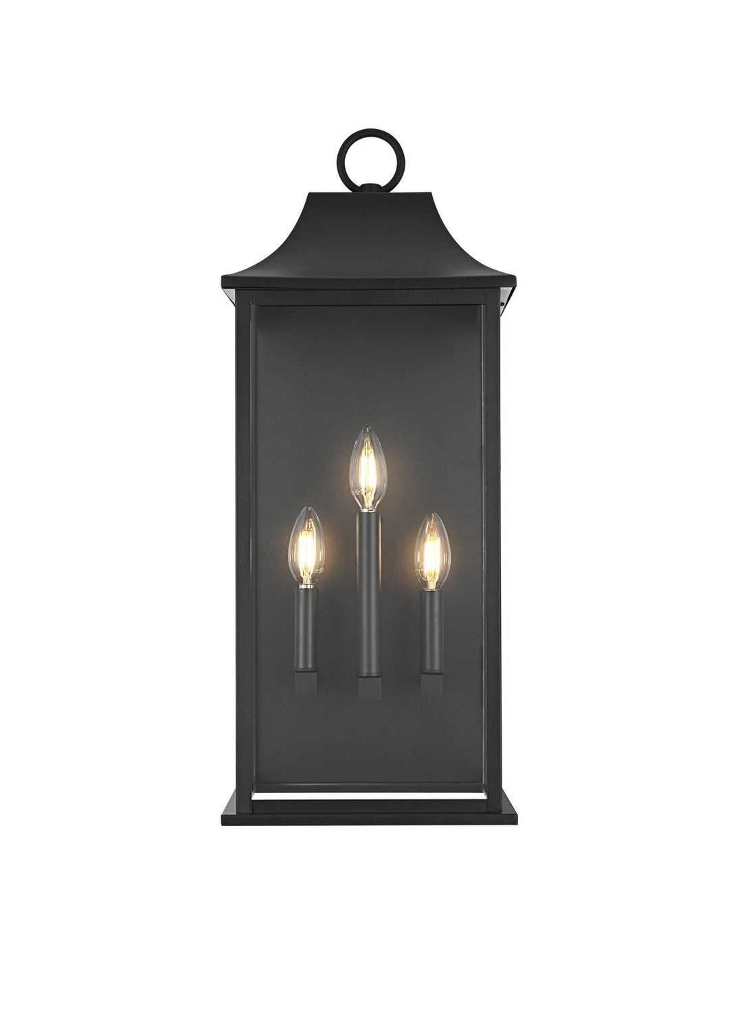 Shepard Three Light Outdoor Wall Sconce in Black Elegant Lighting