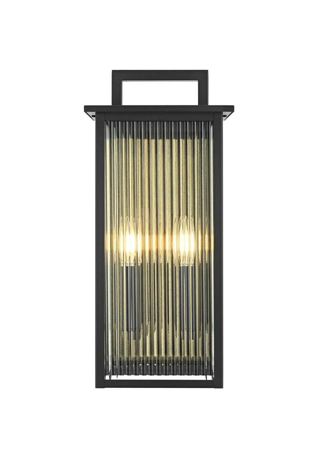 Kannon Two Light Outdoor Wall Sconce in Black Elegant Lighting