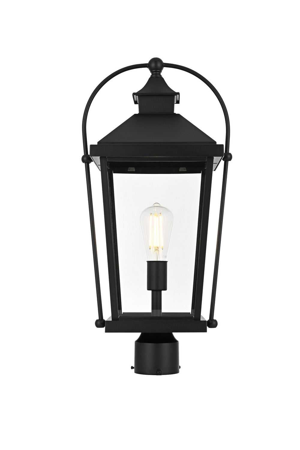 Luz One Light Outdoor Post Mount in Black and Clear Elegant Lighting