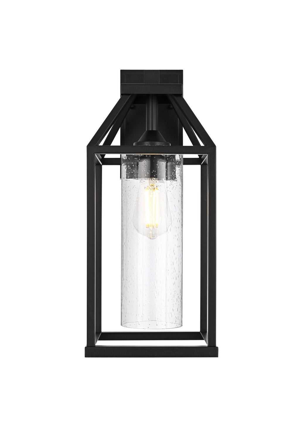 Zora One Light Outdoor Wall Sconce in Black and Clear Elegant Lighting