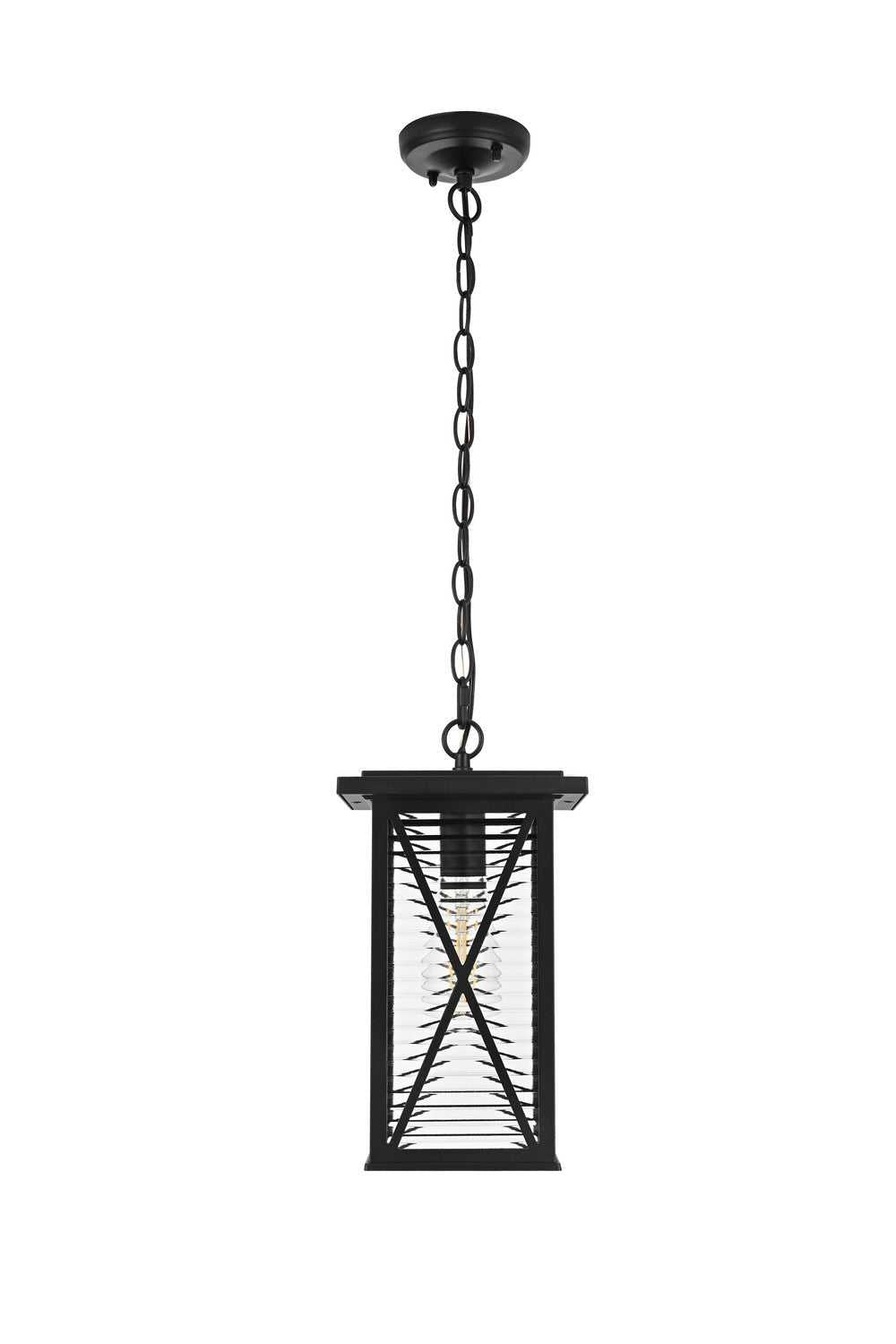 Jada One Light Outdoor Pendant in Black and Clear Elegant Lighting