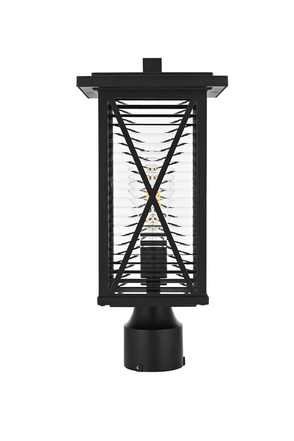 Jada One Light Outdoor Post Mount in Black and Clear Elegant Lighting