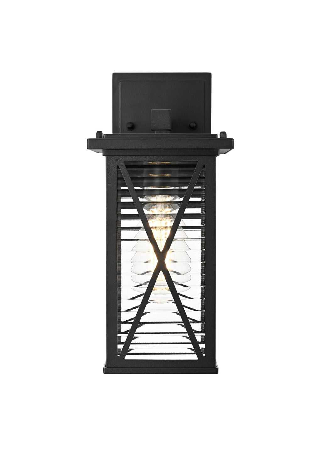 Jada One Light Outdoor Wall Sconce in Black and Clear Elegant Lighting