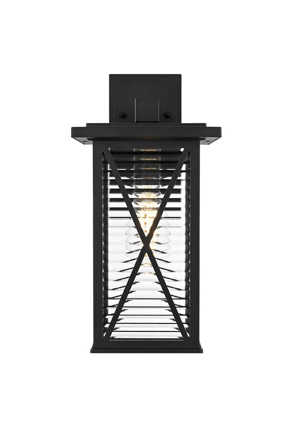 Jada One Light Outdoor Wall Sconce in Black and Clear Elegant Lighting